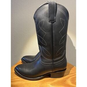 Alvies Boots Men 8.5 D Black Leather Classic Western * Display Pair * NWOB
